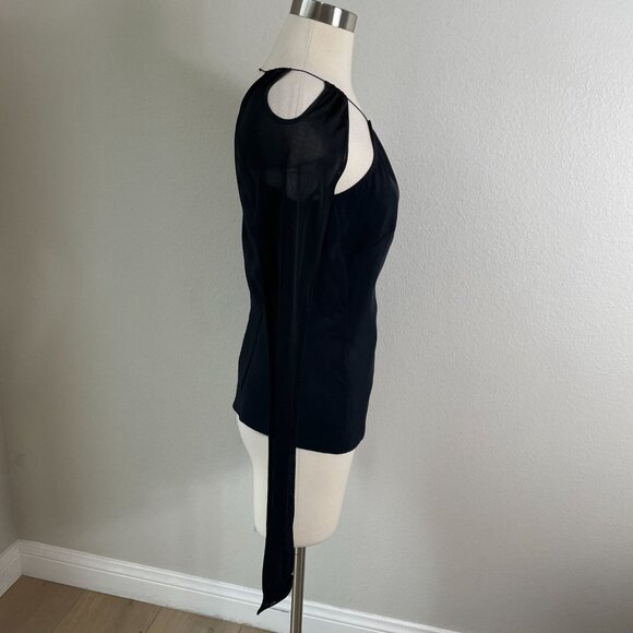 Nensi Dojaka Womens Large Black Sheer Long Sleeve Cutout Top Blouse - Picture 8 of 12